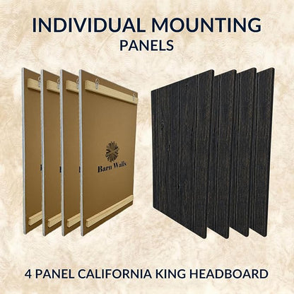 Barn Walls California King Wood Headboard - Black Barrel Rustic Design - Wall Mounted Floating Headboard for California King Bed - Handcrafted Solid Wood - Easy No-Drill Installation