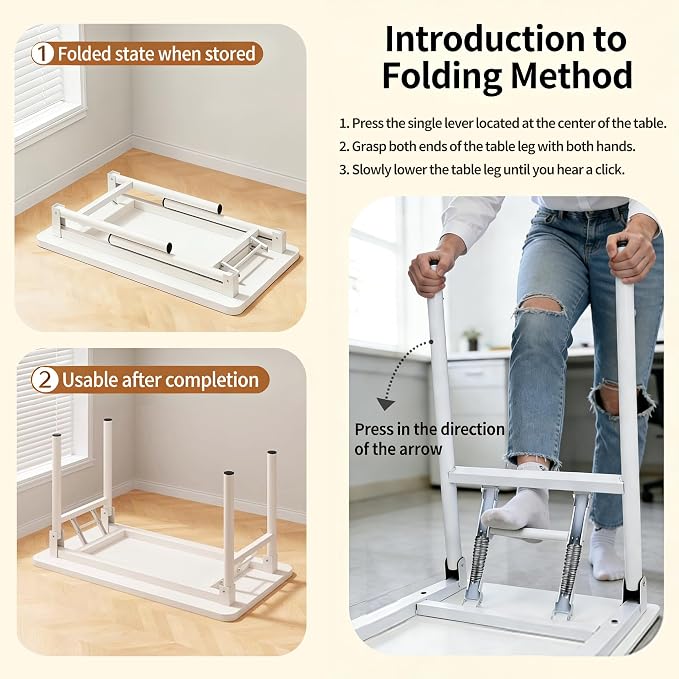 Small Folding Computer Desk - 39.4 Inch Foldable Small Spaces Compact Desk,No Assembly,Bedroom, Dorm and Apartment,Portable Study for Home Office Table
