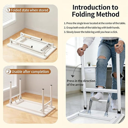 Small Folding Computer Desk - 39.4 Inch Foldable Small Spaces Compact Desk,No Assembly,Bedroom, Dorm and Apartment,Portable Study for Home Office Table
