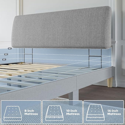 4.7” Headboard Only for Queen Size Bed, No Drill Needed, Gray | 5-Min Assembly, Upholstered Headboard for 8–14 Inch Mattress, Washable Cover, Perfect for Renters Dorm Kids Pet