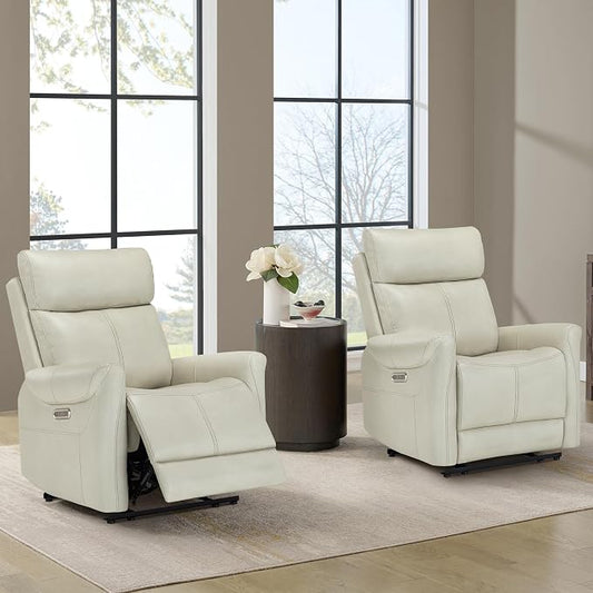 KISLOT Leather Recliner Chair for Adults Wall Hugger RV Recliner with USB Charging Ports Electric Power Reclining Sofa for Living Room Home Theater Seating Bedroom