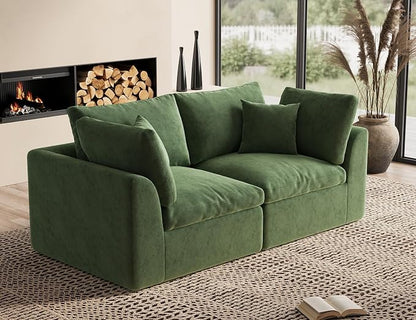 ohllob 78.9" Loveseat Sofa, Cloud Boneless Couches for Living Room, Modern Modular Sectional Sofa, Oversized, Green