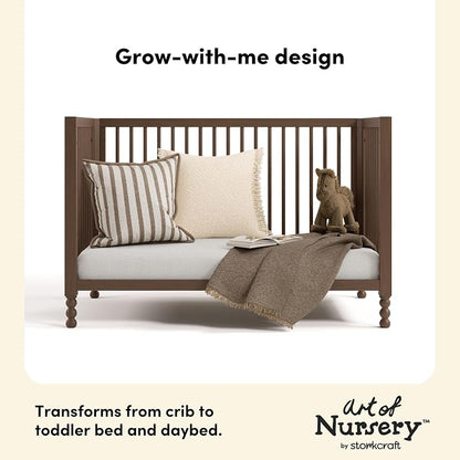 Storkcraft Rio 5-in-1 Convertible Crib and Toddler Guardrail – GREENGUARD Gold Certified, Toddler Bed Conversion Kit Included, Fits Baby Crib Mattress, Converts to Full Bed (Hazelnut)