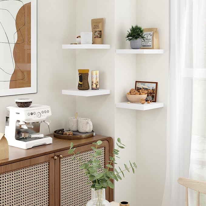 Fun Memories Floating Shelves for Wall - 9.3 Inch Square Shelves with Invisible Brackets, Small Wall Shelf for Living Room, Bathroom, Bedroom, and Kitchen Decor Set of 3