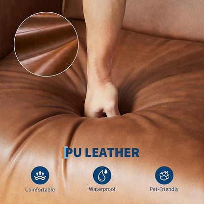Power Recliner Chair with Side Pockets, 270° PU Leather Swivel & Glider Rocker Armchair with USB Charging Port and Thickened Dual-Layer Armrests, Modern Recliner for Living Room&Nursery (Walnut)