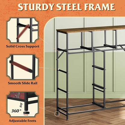 WLIVE 9 Drawer Dresser, Fabric Storage Tower for Bedroom, Hallway, Closet, Tall Chest Organizer Unit for Bedroom with Fabric Bins, Steel Frame, Wood Top, Easy Pull Handle, Pattern