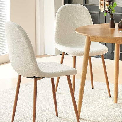 Teddy Fleece Dining Chairs Set of 4 - Modern Upholstered Chairs with Metal Legs for Living, Bedroom,Dining Room - White Dining Chairs Set for 4