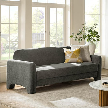 HULALA HOME 84" Modern Curved Sofa, 3 Seater Sofa for Living Room, Grey | For Living Room
