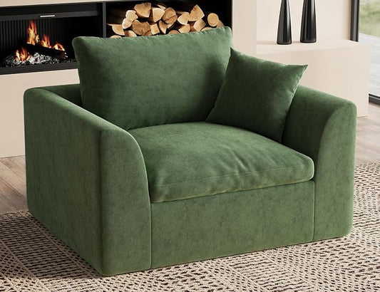 ohllob 48.6" Single Sofa, Small Boneless Couches for Living Room, Cloud Couch for Bedroom, Office, Green