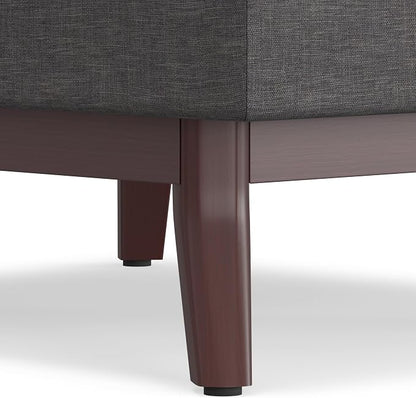 SIMPLIHOME Owen Coffee Table Storage Ottoman - 34" Wide x 19" High Upholstered Linen Look Fabric Rectangular Lift-Top Ottoman in Slate Grey, Mid-Century Modern Bench for Living Room with Tapered Legs