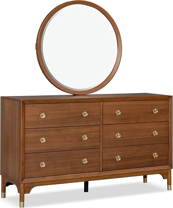 Furniture of America Forma Modern Solid Wood 4-Piece Bedroom Set with Storage Bed with LED Lights, Ball-Bearing Glide on Nightstand and Dresser with Mirror, No Box Spring Needed, King, Walnut