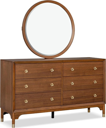 Furniture of America Forma Modern Solid Wood 4-Piece Bedroom Set with Storage Bed with LED Lights, Ball-Bearing Glide on Nightstand and Dresser with Mirror, No Box Spring Needed, King, Walnut