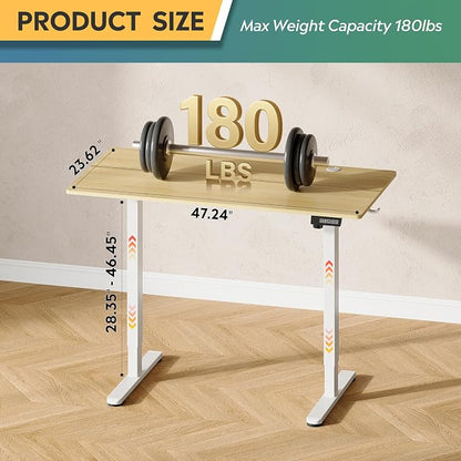 DEVAISE 48 Inch Electric Standing Desk, 3 Adjustable Computer Desk for Home Office, Ergonomic Sit to Stand Desk with LED Touchscreen, Headphone Hook, 3 Memory Preset, with Split Top, Maple