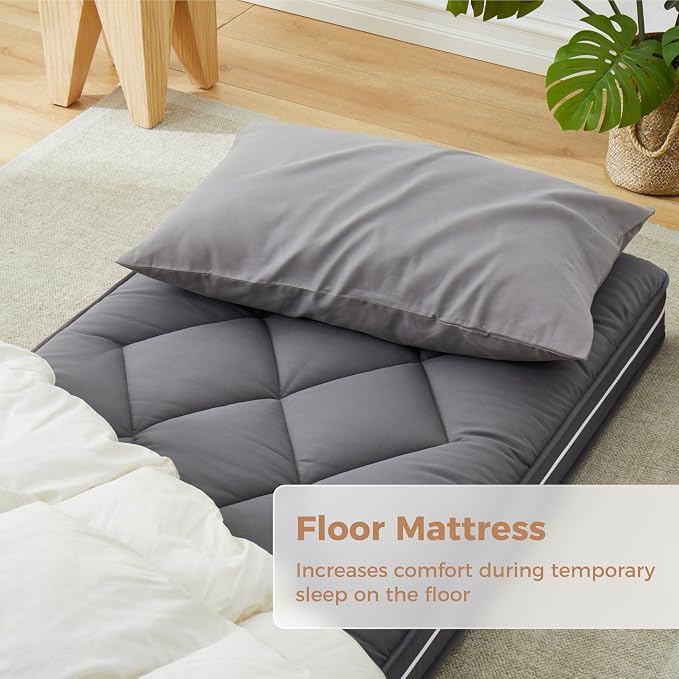 Jamdok 4Inch Small Single Floor Mattress,3-Layer Structure Cot Mattress Topper,Gel Memory Foam,Removable Thickened Cover,Portable Roll Up Sleep Pad(72X24X4“)