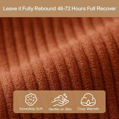 Convertible Futon Sofa Bed, 2 Seater Corduroy Floor Queen Size Bed Foldable Sleeper Lounge Boneless Loveseat Couch with 2 Throw Pillows for Living Room Bedroom Guest Room(Orange, 53.15"Double Sofa)