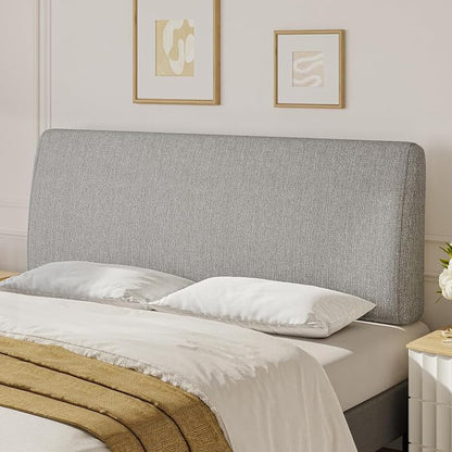 4.7” Upholstered Headboard for Full Size Bed, No Drill Needed, 5 Min Assembly, Headboard for 8–14 Inch Mattress, Perfect for Renters Dorm Kids Pet, Linen Gray