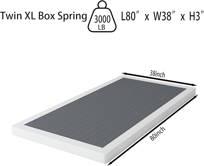 OSASET Low Profile Box Spring Twin XL - 3 Inch Box Spring for Twin XL Heavy Duty Bed Foundation Metal Bed Base Easy Assembly