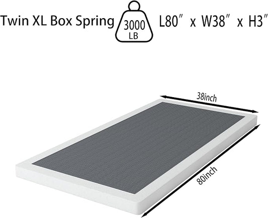 OSASET Low Profile Box Spring Twin XL - 3 Inch Box Spring for Twin XL Heavy Duty Bed Foundation Metal Bed Base Easy Assembly