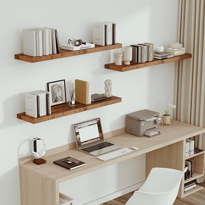 Vivelove Farmhouse Single Floating Shelves for Wall 48 in x 10.3in x 1.8in, Large Wall Long Shelves Heavy Duty 80 lbs for Bedroom, Living Room, Kitchen, Office, Rustic Shelf Book Home Decor, Brown