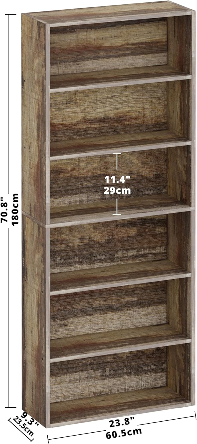 IRONCK Bookshelves and Bookcases Floor Standing 6 Tiers Display Storage Shelves 70 in Tall Bookcase Home Decor Furniture for Home Office, Living Room, Bed Room