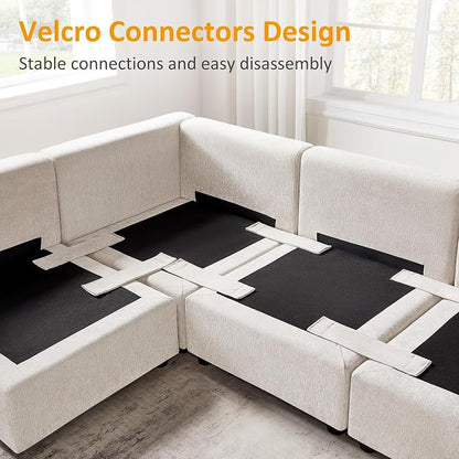 VANOMi Upholstered Square Modular Ottoman for Modular Sectional Sofa, Ottoman Footrest and Seat Cube for Living Room, Chenille