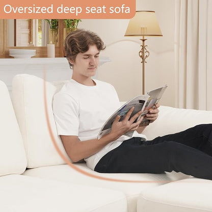 EASE MOOSE Oversized L Shape Sectional Couch,Extra Large Deep seat Sectional Modular Sofa for Living Room,White