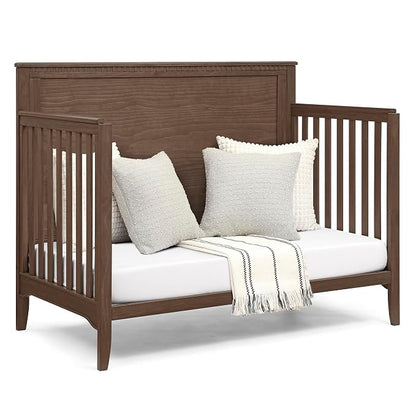 Delta Children Kendall 6-in1 Convertible Crib - Converts from Baby Crib to Toddler Bed, Daybed, Sofa Bed and Full-Size Bed with and Without Footboard, Fits Full-Size Crib Mattress, Teak Brown