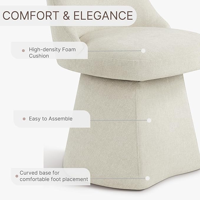 KISLOT Swivel Dining Chairs Set of 1, Upholstered Mid Century Modern Deskchair with High Back, Linen Fabric Kitchen Chairs for Dining Room, Bedroom, Dressing Room, Linen