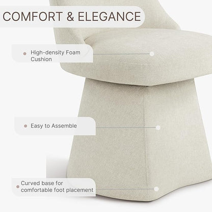 KISLOT Swivel Dining Chairs Set of 1, Upholstered Mid Century Modern Deskchair with High Back, Linen Fabric Kitchen Chairs for Dining Room, Bedroom, Dressing Room, Linen