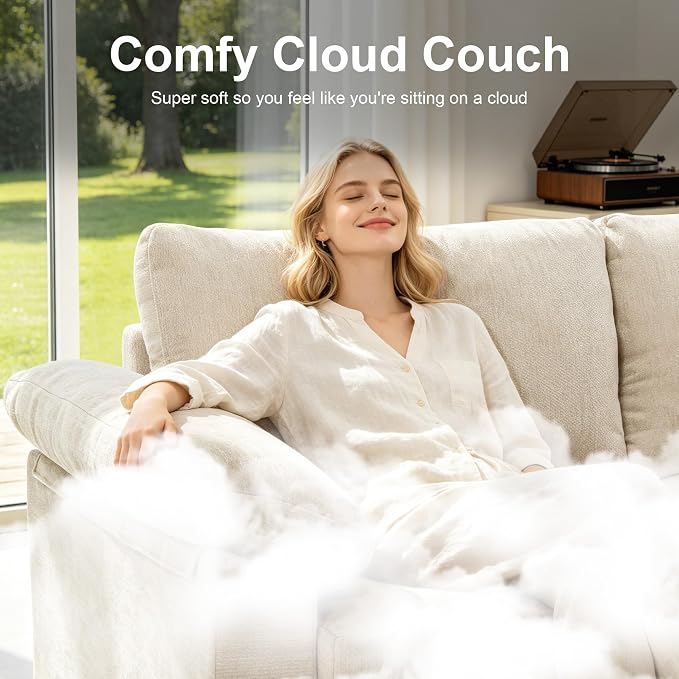 Oversized L Shaped Sectional Couch for Living Room, Extra Large Deep Seat Modular Sectional Sofa with Washable Covers, Modern Cloud Couch for Apartment, Bedroom (Beige, Corner V Shape 6 Seat)
