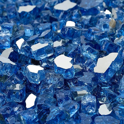 Onlyfire 10 lbs Fire Glass Rocks 1/4 Inch – Upgraded Alternative to Lava Rocks for Fire Pit, Reflective Glass for Propane Gas Fireplace, High Luster Firepit Glass Stones for Fire Table, Pacific Blue