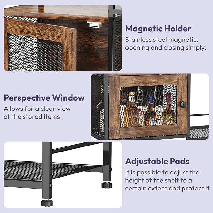 SWTYMIKI 33.31''x14.25'' Coffee Bar Cabinet - Large Farmhouse Coffee Stand Station Multi-Purpose Buffet Sideboard Cabinet with Drawers - Kitchen Bar Table for Living Room, Small Space, Espresso