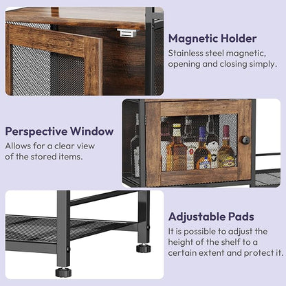 SWTYMIKI 33.31''x14.25'' Coffee Bar Cabinet - Large Farmhouse Coffee Stand Station Multi-Purpose Buffet Sideboard Cabinet with Drawers - Kitchen Bar Table for Living Room, Small Space, Espresso