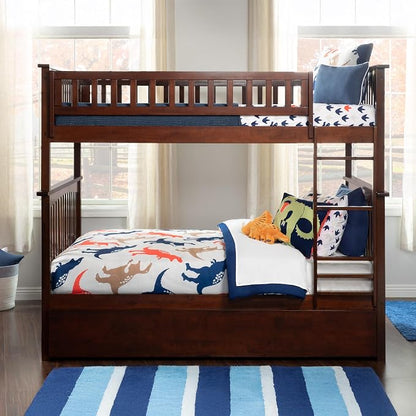AFI, Columbia Ladder Bunk Bed Full Over Full with Full Trundle, Walnut