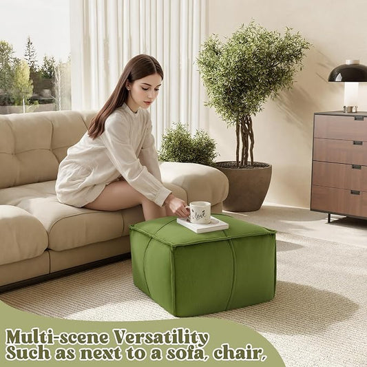 MeMoreCool Stuffed Round Pouf Ottoman Foot Rest, Floor Pouf Foot Stool with Soft Foam Chunk Filling, Small Round Ottoman Footstool Circle Footrest for Living Room