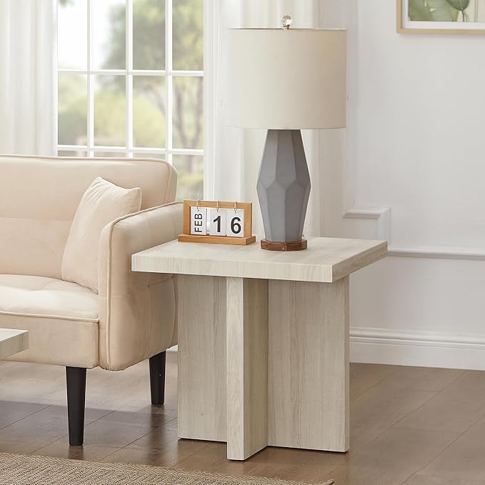 Roundhill Furniture Mchome Square End Table, Nightstand, White Finish