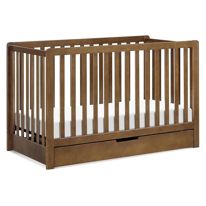 Carter’s by Davinci Colby 4-in-1 Convertible Crib w/Trundle Storage - GREENGUARD Certified, Convertible Baby Crib to Toddler Bed, Daybed, Full-Size Bed - 4 Adjustable Mattress Heights, Walnut