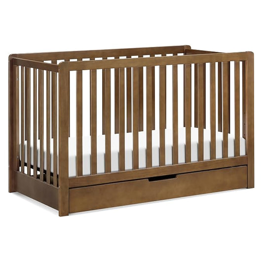 Carter’s by Davinci Colby 4-in-1 Convertible Crib w/Trundle Storage - GREENGUARD Certified, Convertible Baby Crib to Toddler Bed, Daybed, Full-Size Bed - 4 Adjustable Mattress Heights, Walnut