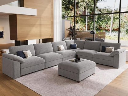EASE MOOSE Grey Sectional Modular Sofa,Modern Comfort V Shape Sectional Couch Wide Deep seat Large Couch for Living Room,Removable and Washable