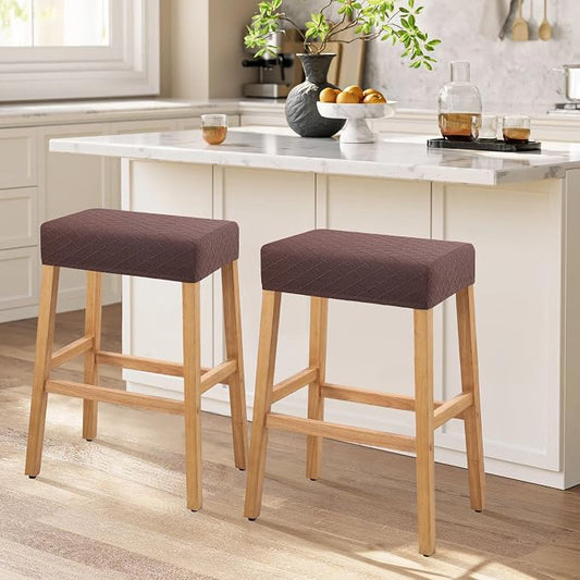 YISUN Stool Covers Rectangle - 2 Pack Stretch Waterproof Saddle Seat Cover Counter Bar Stools Bar Chairs Covers Kitchen Island Chairs Cushion Protector