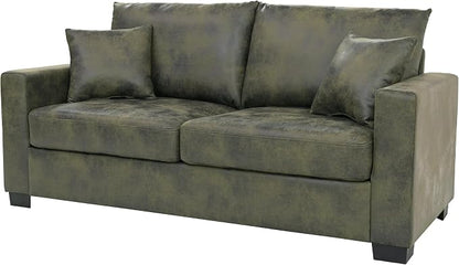 Ball & Cast 69" Loveseat Sofa, Modern Love Seat Couches for Living Room, Upholstered 2 Seater Small Couch with 2 Throw Pillows for Bedroom,Apartment,Office,Easy Assembly,Olive Green