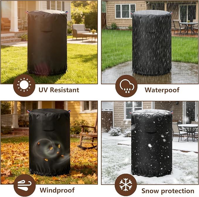 Cover for Bali Outdoors 30" Dia Propane Fire Pit,Outdoor Heavy Duty 600D Waterproof Fire Pit Cover Round,30" Dia x 25" H Fire Pit Table Outdoor Cover,Black