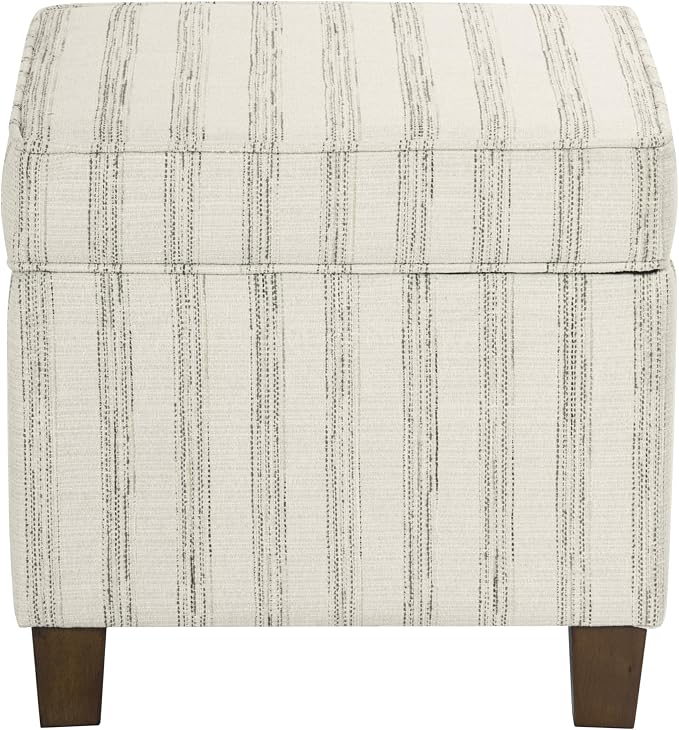 HomePop 18" Classic Square Storage Ottoman - Gray & Cream Stripe