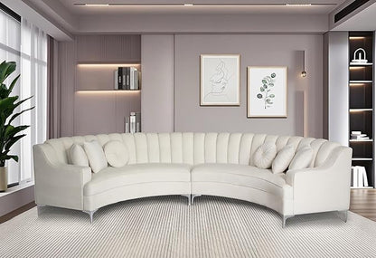 Legend Vansen Semicircle Modular Curved Velvet Sectional Sofa,141.34”Oversized Arc Sofa,Modern Cloud-Like Deep Seat Couch for Living Room Apartment Office Conference Space (1, Cream)