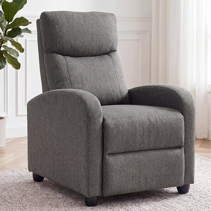 Recliner Chair, Recliner Sofa Fabric for Adults, Recliners Home Theater Seating with Lumbar Support, Reclining Sofa Chair for Living Room, Gray