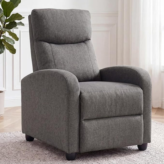 Recliner Chair, Recliner Sofa Fabric for Adults, Recliners Home Theater Seating with Lumbar Support, Reclining Sofa Chair for Living Room, Gray
