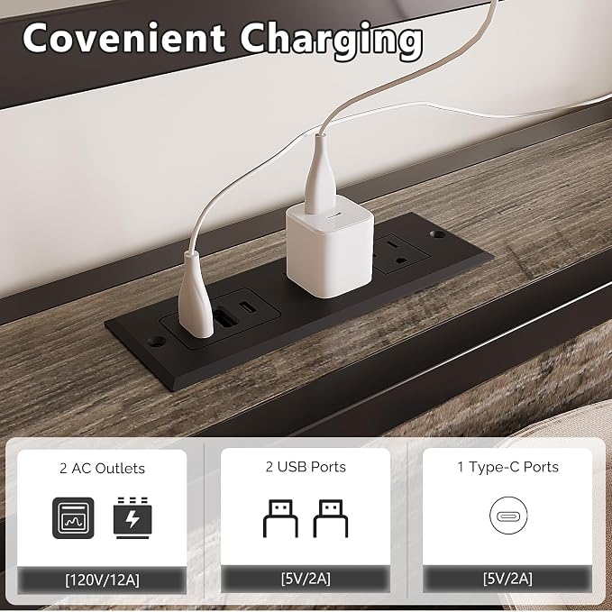 VINGLI King Bed Frame with 4 Storage Drawers and Adjustable Headboard Shelf, Metal Platform Captain Bed with Charging Station and RGB LED Lights, No Box Spring Needed, Noise Free, Wash Grey