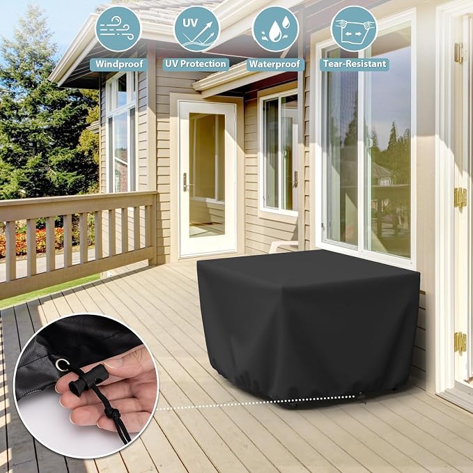 SHINESTAR Fire Pit Table Cover for Outland Living 401/403 Outdoor Propane Gas Fire Table, 44 Inch Heavy Duty Waterproof Rectangular Fire Pit Cover, Black