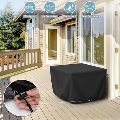 SHINESTAR Fire Pit Table Cover for Outland Living 401/403 Outdoor Propane Gas Fire Table, 44 Inch Heavy Duty Waterproof Rectangular Fire Pit Cover, Black