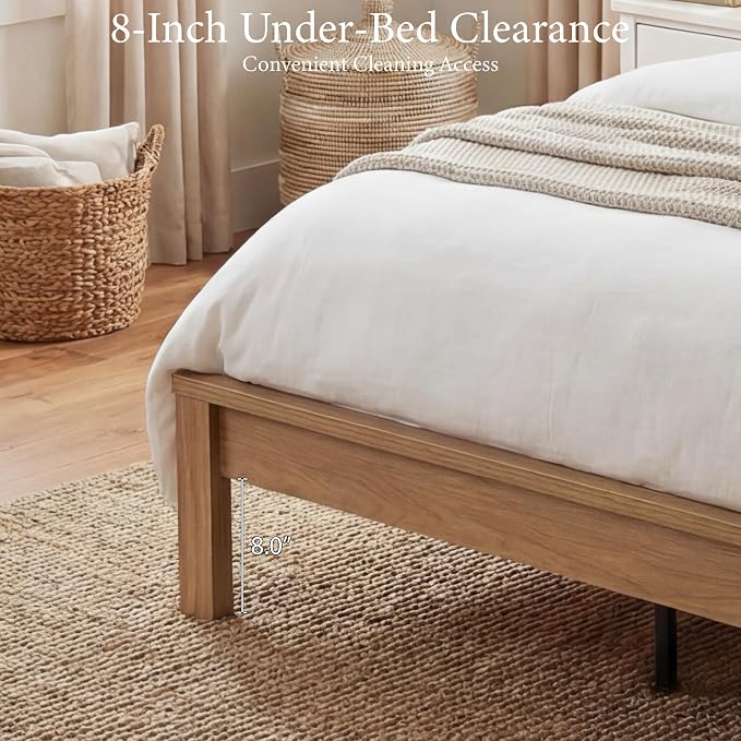 XIAO WEI 3-Piece Boho Bedroom Furniture Set, Full Wood Bed Frame with Tall Rattan Headboard, Night Stand Set of 2 with Charging Station, Modern Bedroom Furniture Set